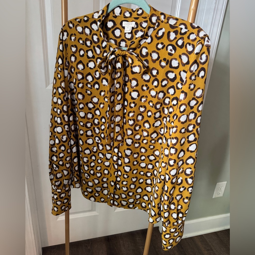J. Crew Leopard Print Blouse in Yellow and Brown